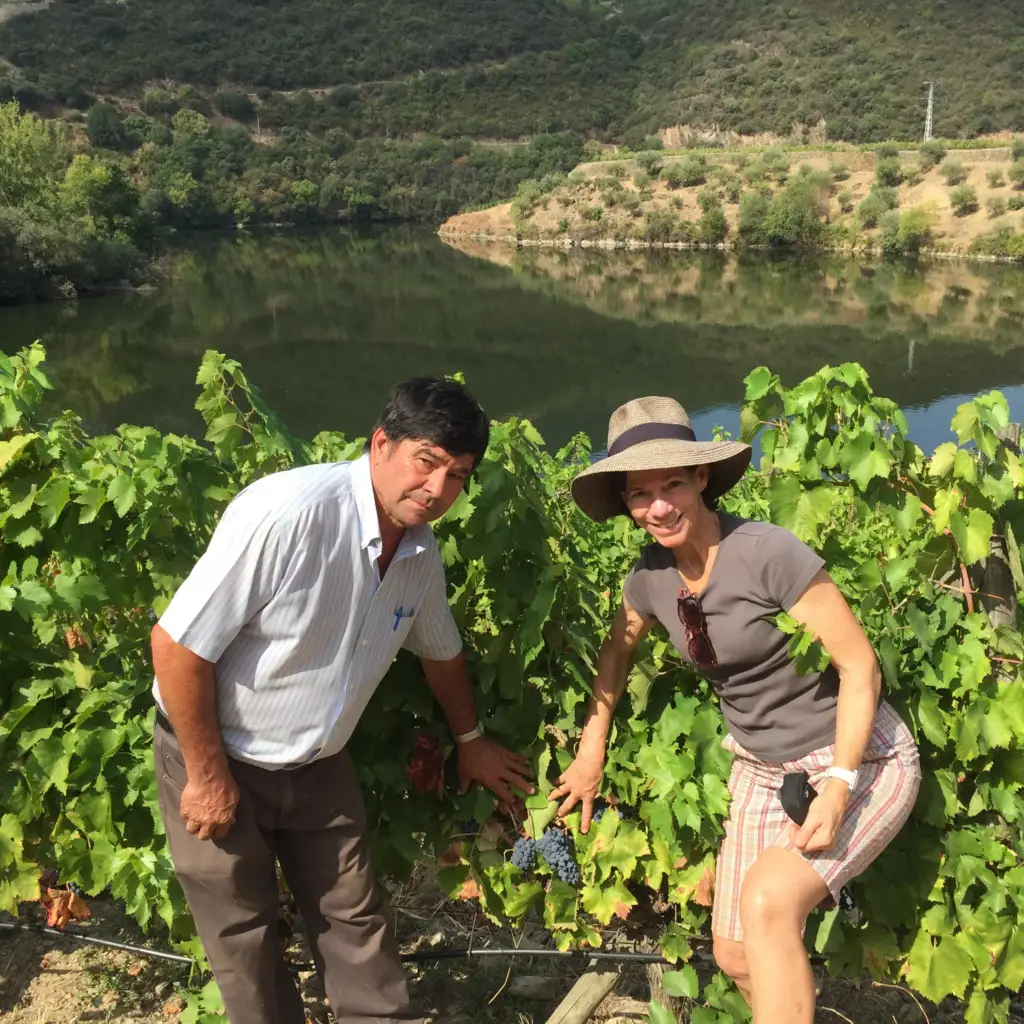 Vineyard manager Joachim and I down by rio Tedo.